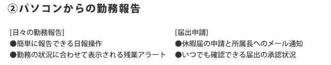 パソコンからの勤務報告