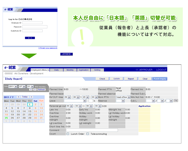 英語対応機能