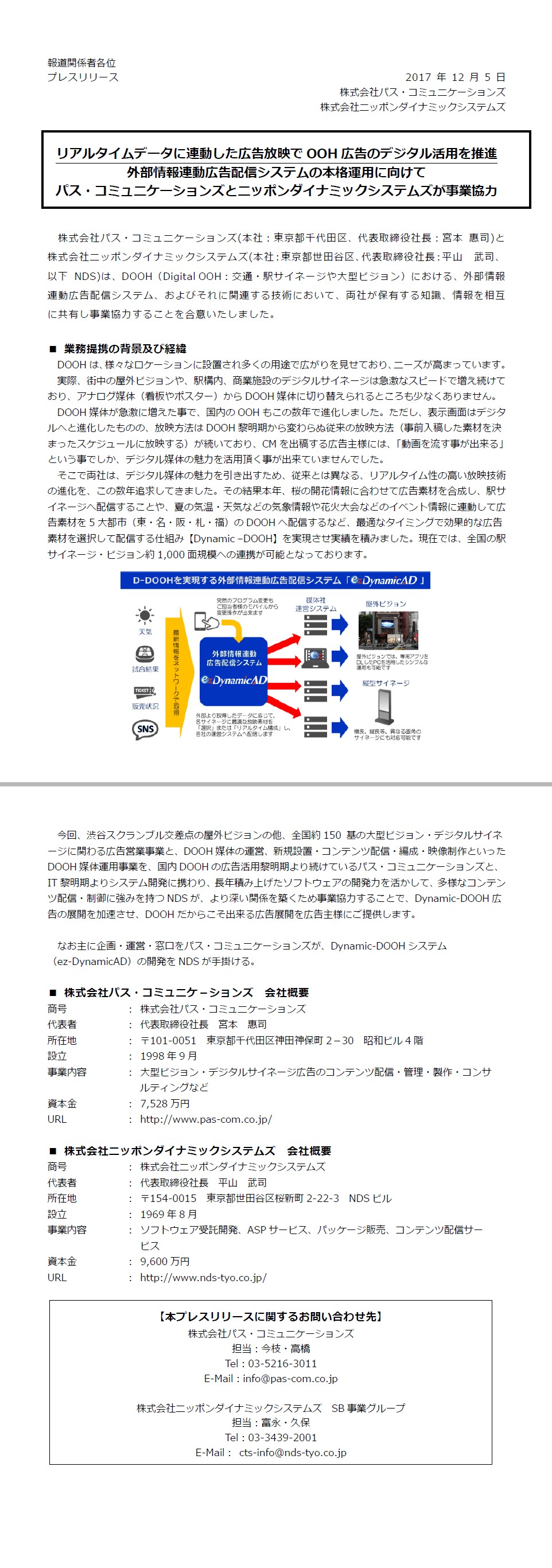 プレスリリース　パス・コミュニケーションズと事業協力